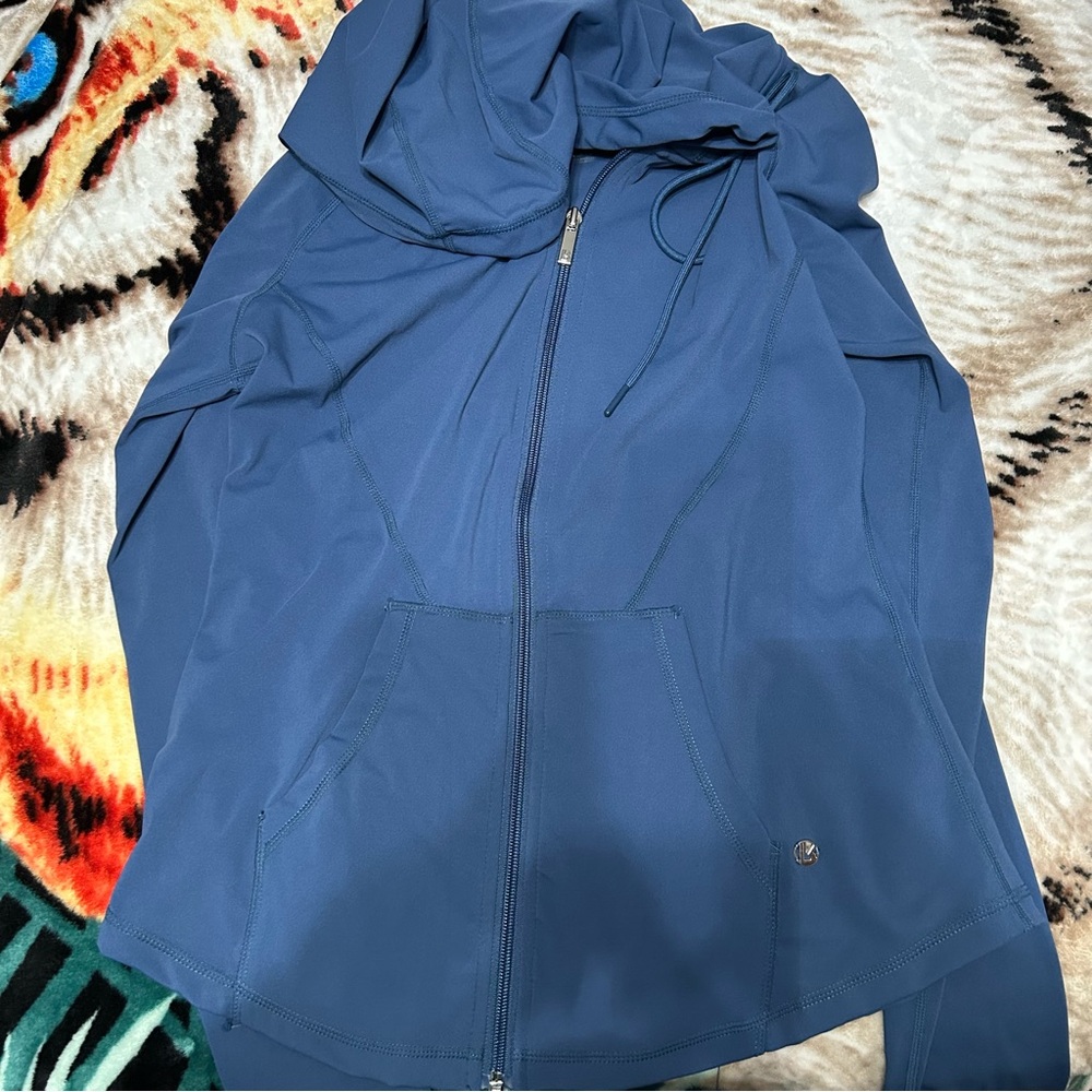 Zip up blue hoodie